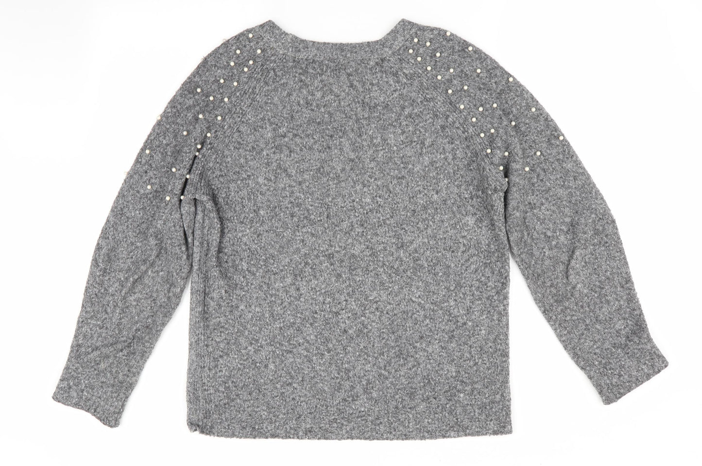 Intuition Womens Grey   Pullover Jumper Size 8  - Beaded shoulders