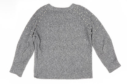 Intuition Womens Grey   Pullover Jumper Size 8  - Beaded shoulders