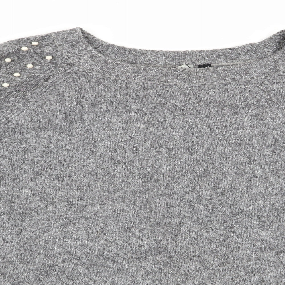 Intuition Womens Grey   Pullover Jumper Size 8  - Beaded shoulders