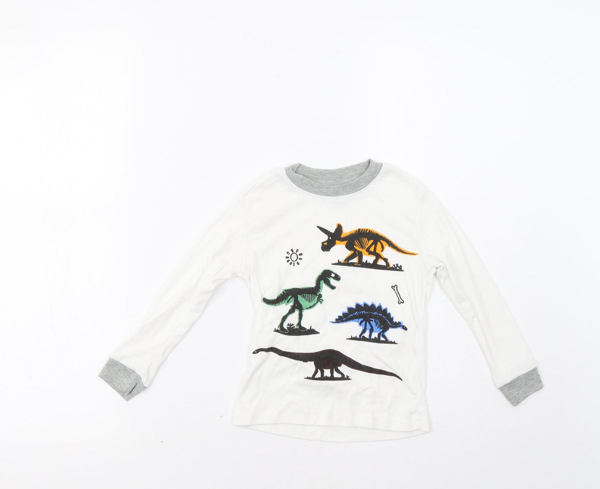 Additional front view of Popshion boys’ white basic t-shirt, size 3, years - dinosaurs