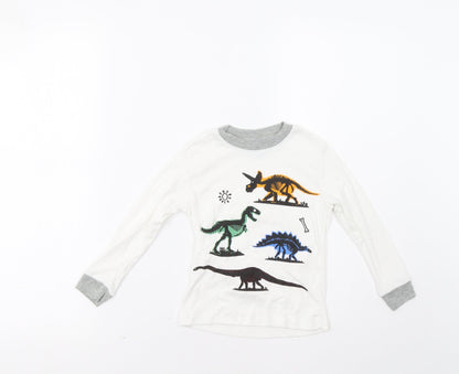 Additional front view of Popshion boys’ white basic t-shirt, size 3, years - dinosaurs
