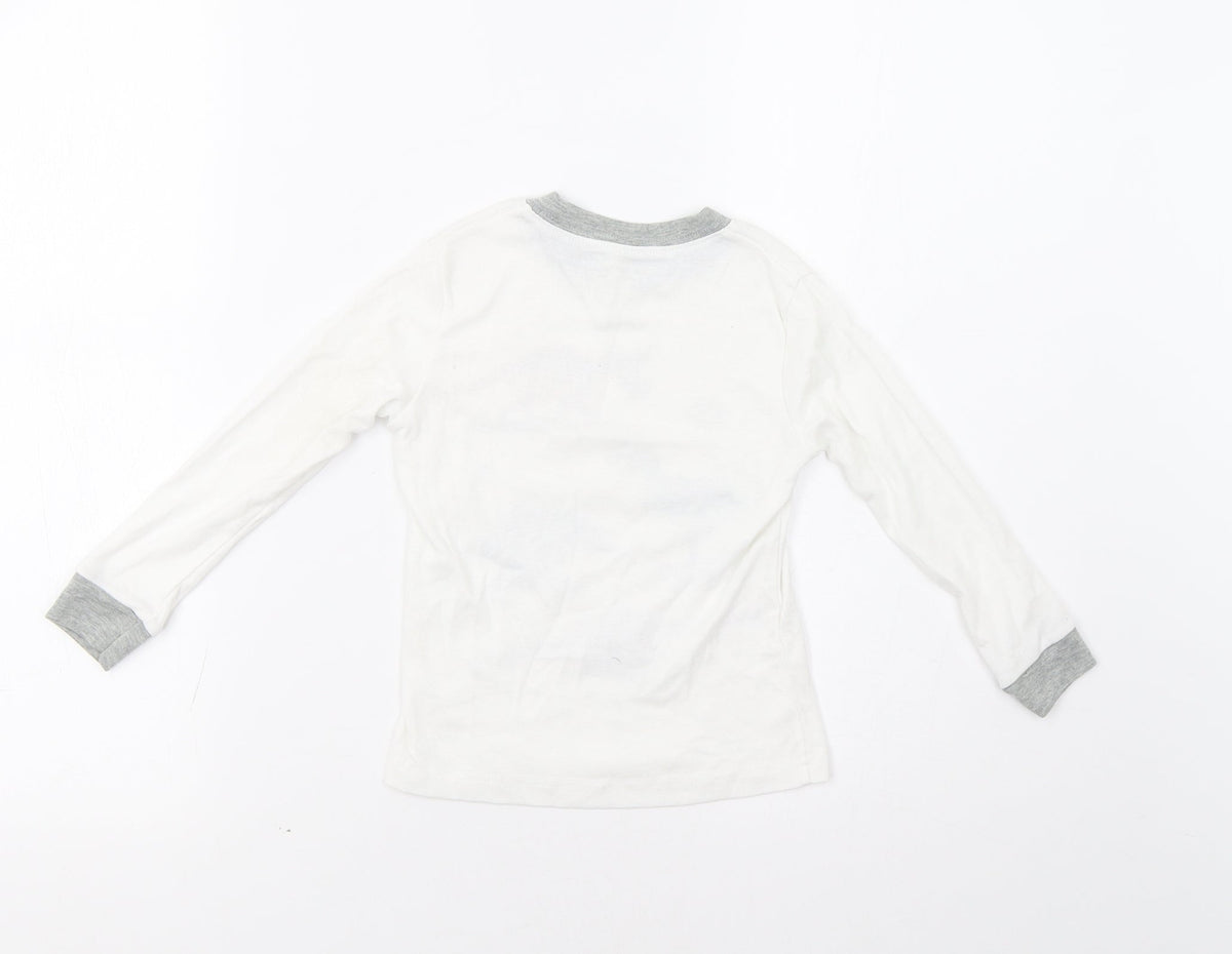 Back view of Popshion boys’ white basic t-shirt, size 3, years - dinosaurs