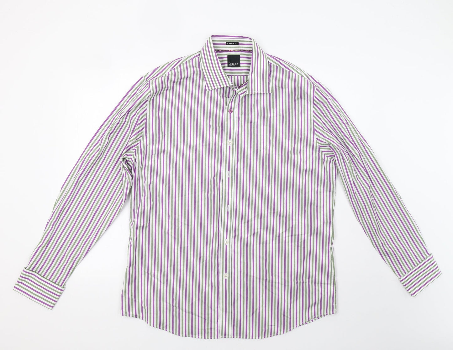 Mens UK Collar Size L Gibson Smart Purple  Dress Shirt
