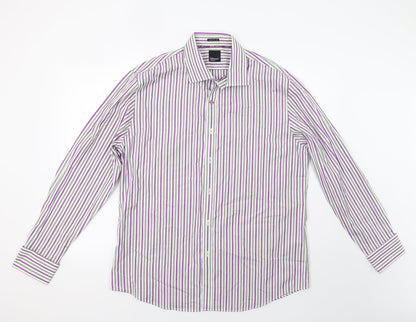 Mens UK Collar Size L Gibson Smart Purple  Dress Shirt