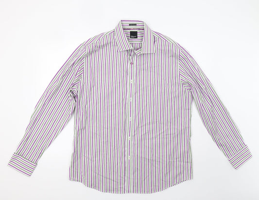Mens UK Collar Size L Gibson Smart Purple  Dress Shirt
