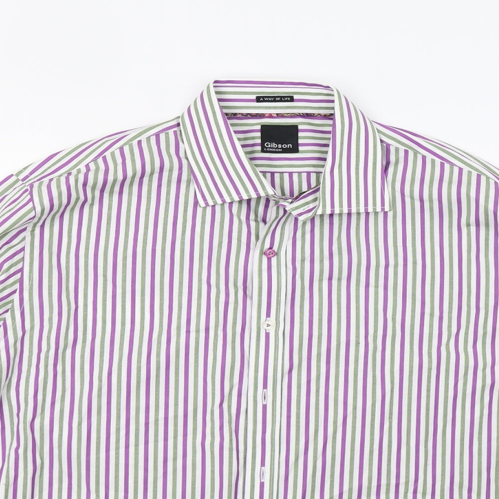 Mens UK Collar Size L Gibson Smart Purple  Dress Shirt