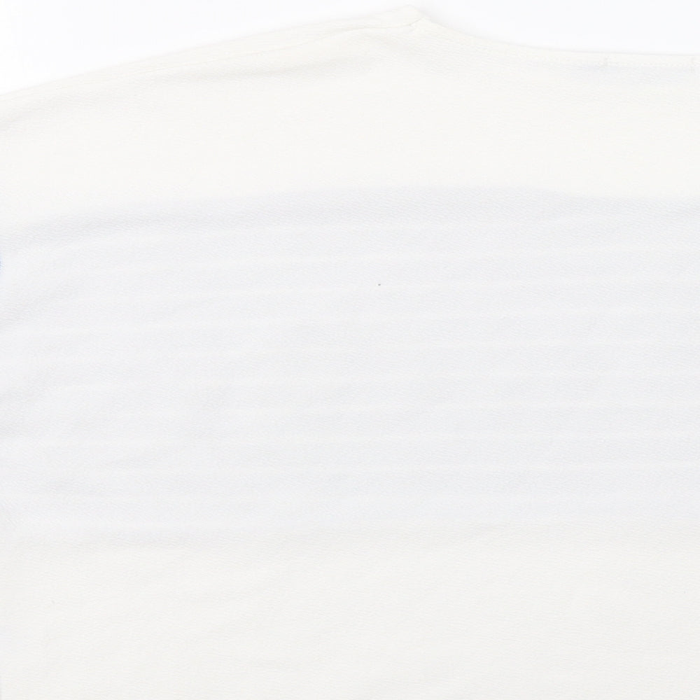 Boohoo Womens White Striped  Basic Blouse Size 12