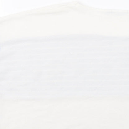 Boohoo Womens White Striped  Basic Blouse Size 12