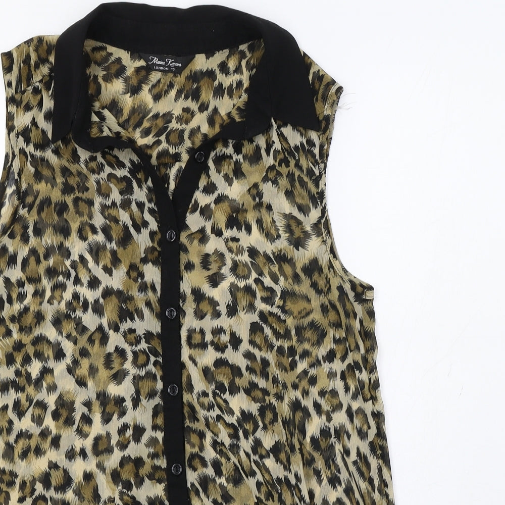Womens UK Size 10 Marina Kaneva Brown Tunic Button-Up