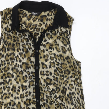 Womens UK Size 10 Marina Kaneva Brown Tunic Button-Up