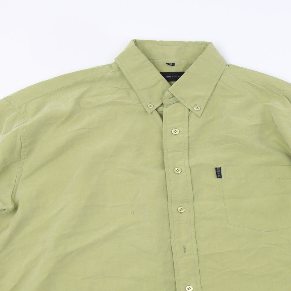 Mens UK Size M Gianni Vialli Green  Button-Up Long Sleeve Casual Shirt