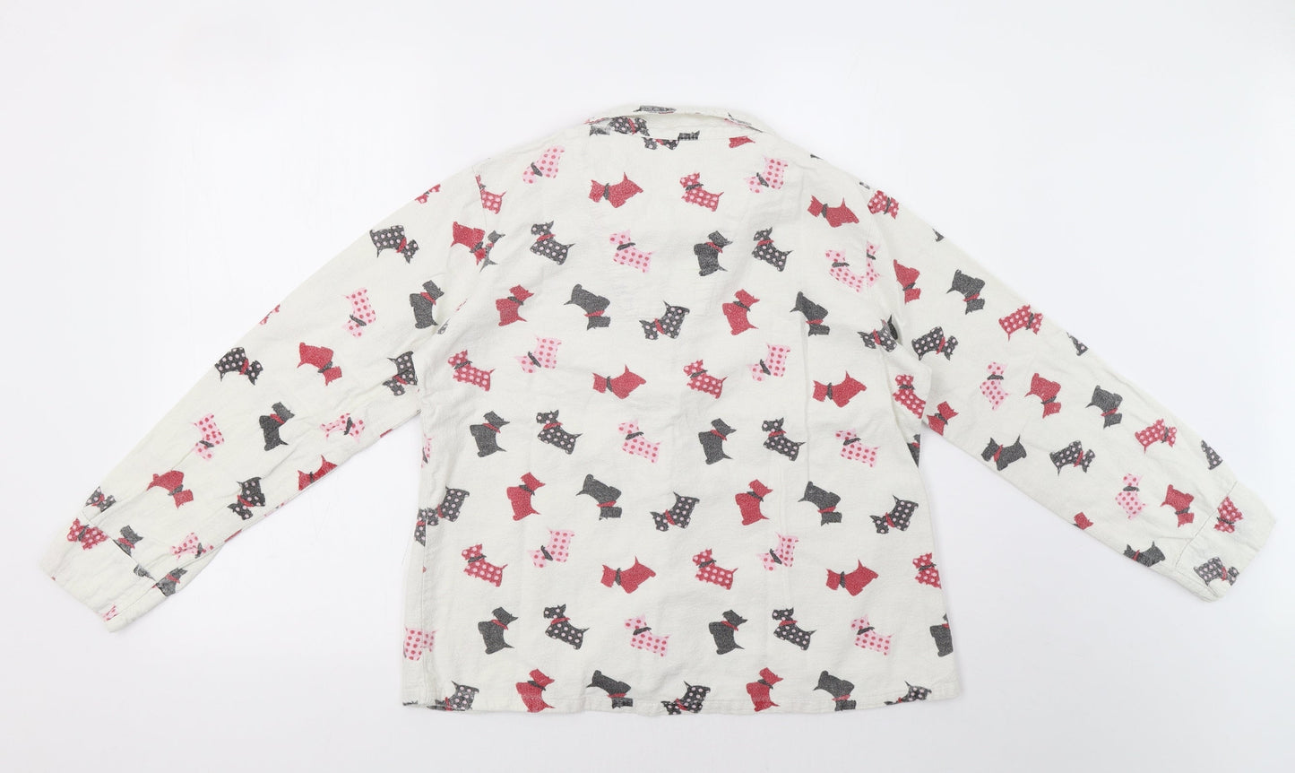 Preworn Womens White   Top Pyjama Top Size 12  - Dog Print