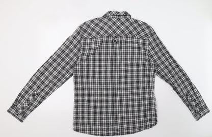 H&M Mens Black Check   Button-Up Size L