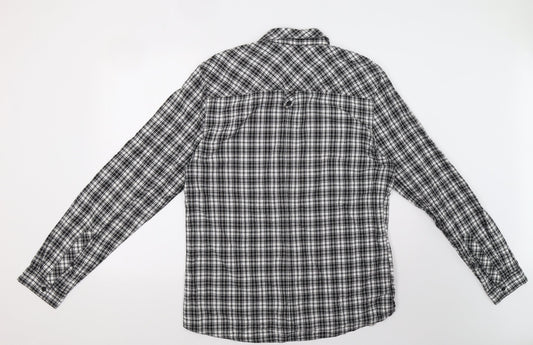 H&M Mens Black Check   Button-Up Size L