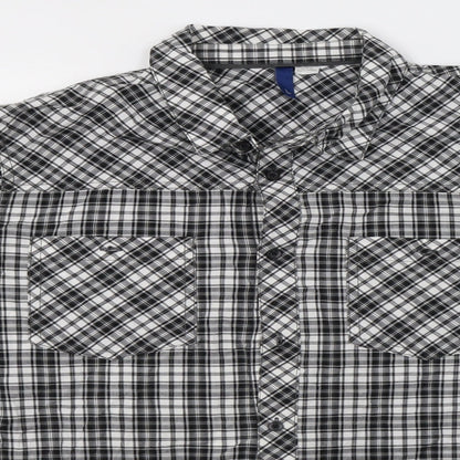 H&M Mens Black Check   Button-Up Size L