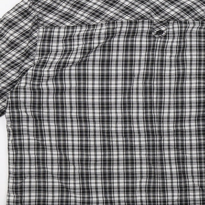 H&M Mens Black Check   Button-Up Size L