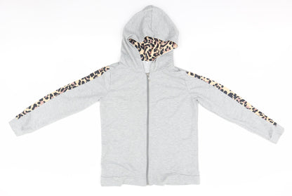 Preworn Womens Grey Animal Print  Full Zip Hoodie Size S