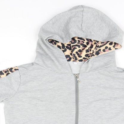 Preworn Womens Grey Animal Print  Full Zip Hoodie Size S