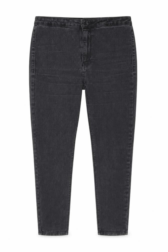 Front view of Bershka women’s grey jegging jeans, size UK 12, 26-inch leg