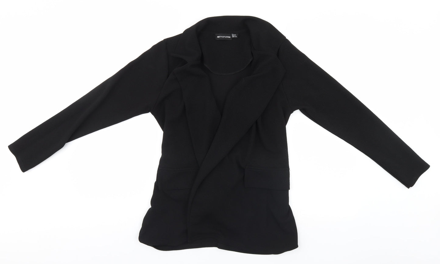 Womens UK Size 12 PRETTYLITTLETHING Black Overcoat