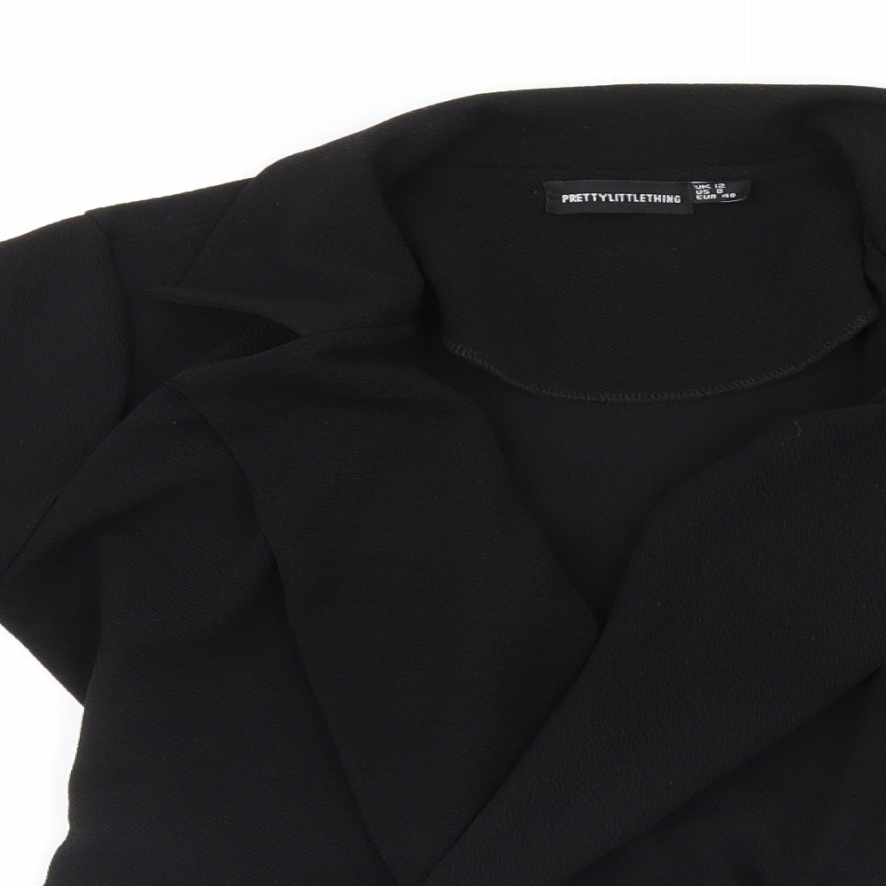 Womens UK Size 12 PRETTYLITTLETHING Black Overcoat