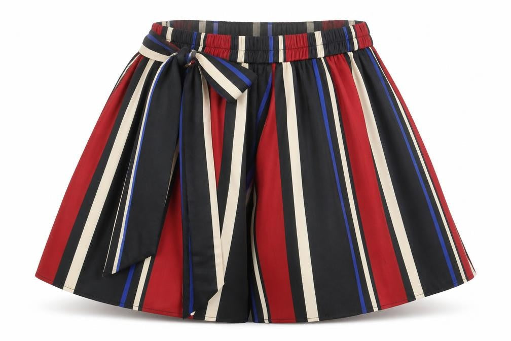Front view of SHEIN women’s red striped a-line skort, size XL