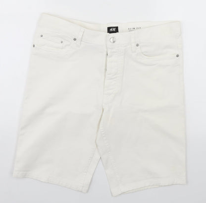H&M Womens White   Dungaree Shorts Shorts Size 32