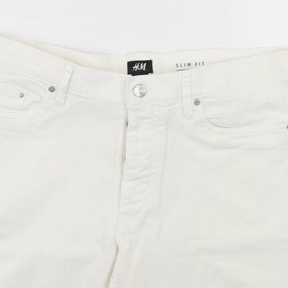H&M Womens White   Dungaree Shorts Shorts Size 32