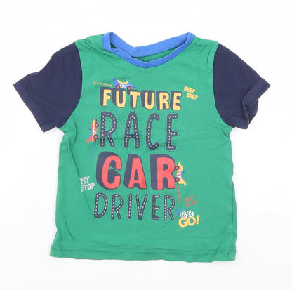 George Boys Green   Basic T-Shirt Size 3-4 Years  - Future Race Car Driver
