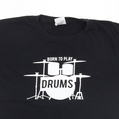 Fruit of the Loom Boys Black   Basic T-Shirt Size 10 Years  - Born to Play Drums