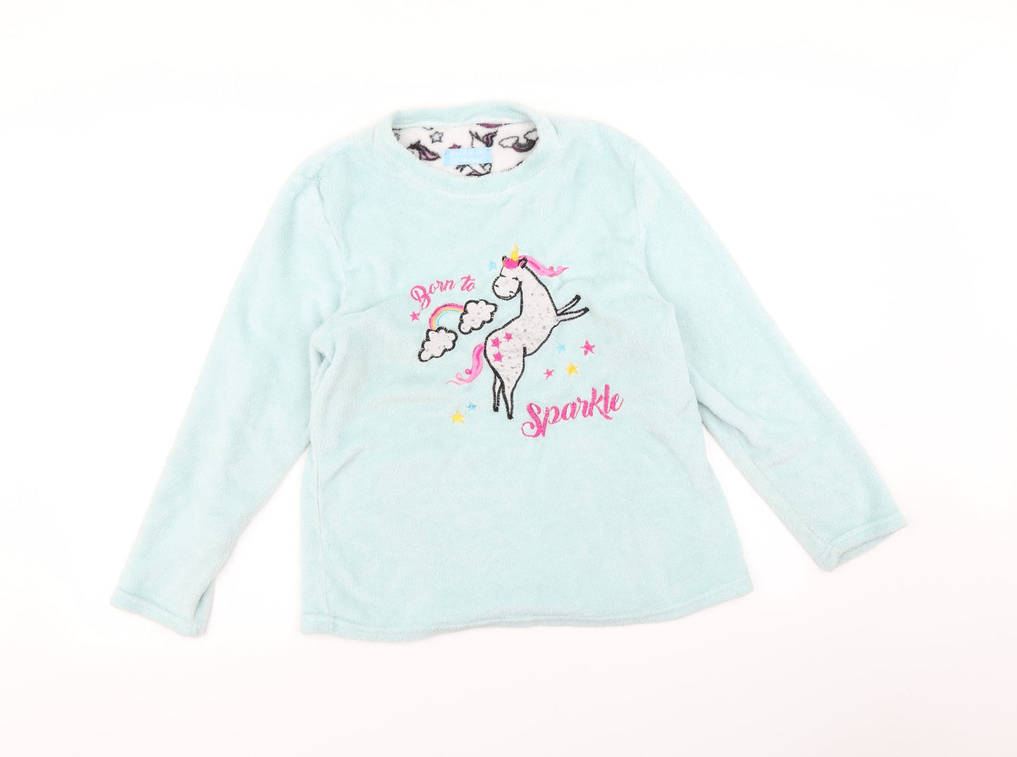 Born to sparkle Womens Blue    Pyjama Top Size 12  - Unicorn