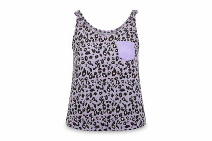Front view of Studio women’s purple animal print top pyjama top, size UK 8