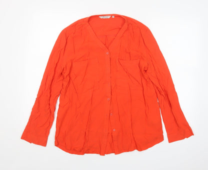 Womens UK Size 12 Peacocks Orange Basic Button-Up