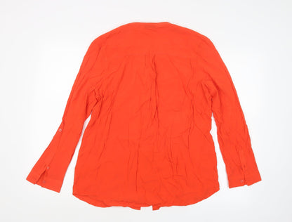 Womens UK Size 12 Peacocks Orange Basic Button-Up