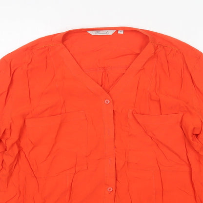 Womens UK Size 12 Peacocks Orange Basic Button-Up