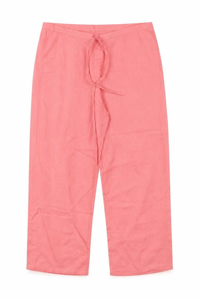 Front view of Greatplains women’s pink cropped trousers, size UK 16, 25-inch leg