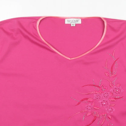 FAY LOUISE Womens Pink   Basic T-Shirt Size 2XL