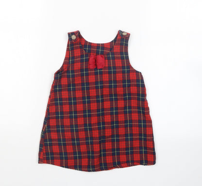 PatPat Girls Multicoloured Plaid  Pinafore/Dungaree Dress  Size 12-18 Months
