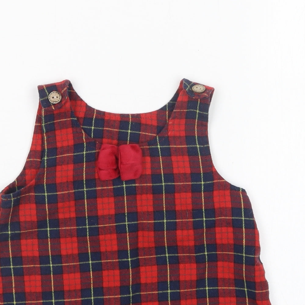 PatPat Girls Multicoloured Plaid  Pinafore/Dungaree Dress  Size 12-18 Months