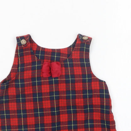 PatPat Girls Multicoloured Plaid  Pinafore/Dungaree Dress  Size 12-18 Months