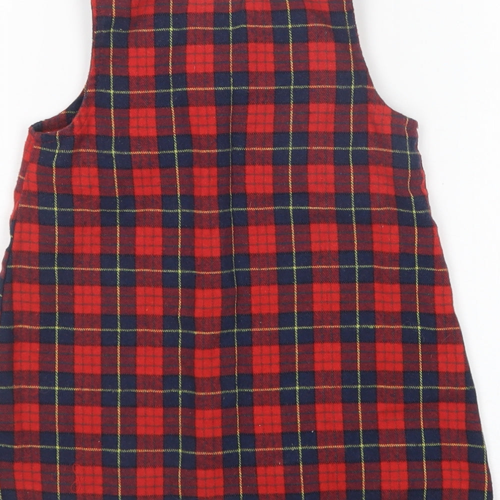 PatPat Girls Multicoloured Plaid  Pinafore/Dungaree Dress  Size 12-18 Months