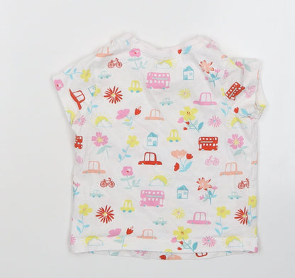 George Girls White Floral  Basic T-Shirt Size 18-24 Months