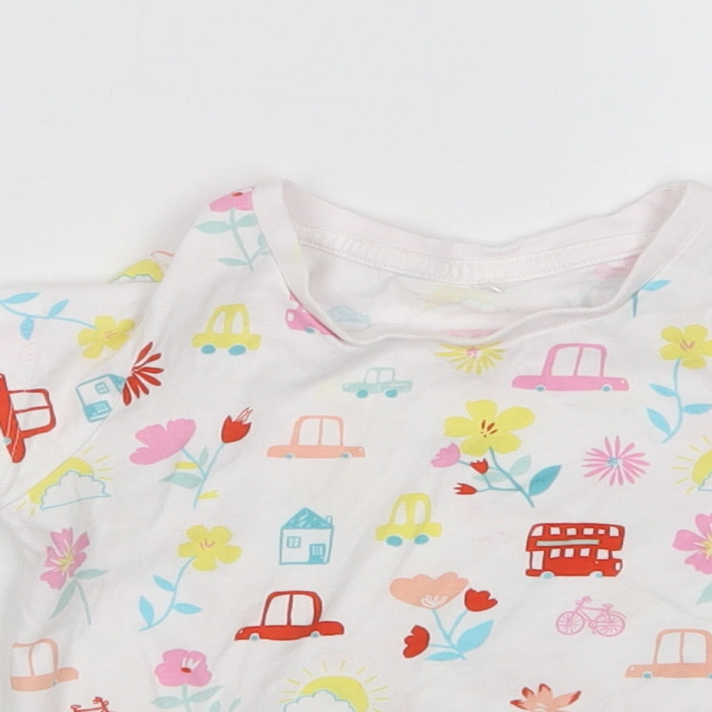 George Girls White Floral  Basic T-Shirt Size 18-24 Months