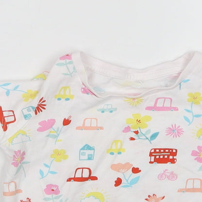 George Girls White Floral  Basic T-Shirt Size 18-24 Months