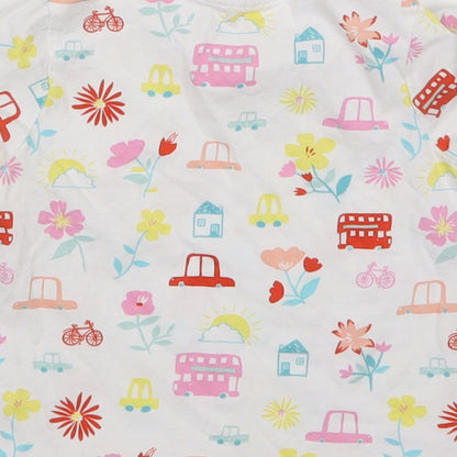 George Girls White Floral  Basic T-Shirt Size 18-24 Months