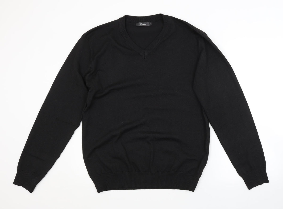 Additional front view of iclosam men’s black jumper, size L