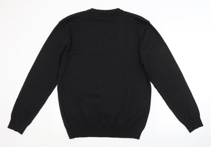 Back view of iclosam men’s black jumper, size L