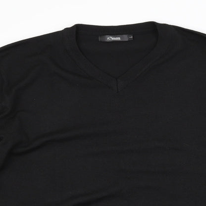 Close-up detail of iclosam men’s black jumper, size L