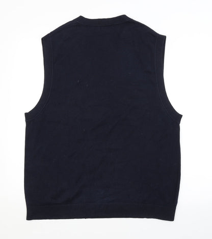 Claiborne Mens Blue Argyle/Diamond  Vest Jumper