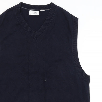 Claiborne Mens Blue Argyle/Diamond  Vest Jumper